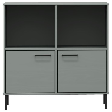 vidaXL Βιβλιοθήκη OSLO Γκρι 90x35x90,5cm Μασίφ Ξύλο με Μετ. Πόδια 1 τεμ.