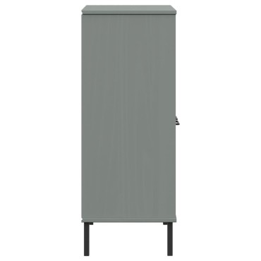 vidaXL Βιβλιοθήκη OSLO Γκρι 90x35x90,5cm Μασίφ Ξύλο με Μετ. Πόδια 1 τεμ.