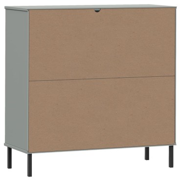 vidaXL Βιβλιοθήκη OSLO Γκρι 90x35x90,5cm Μασίφ Ξύλο με Μετ. Πόδια 1 τεμ.