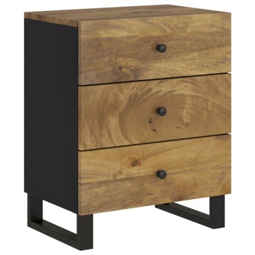 vidaXL Κομοδίνο 50x33x62cm από Μασίφ Ξύλο Μάνγκο & Επεξ. Ξύλο 1 τεμ.