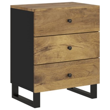 vidaXL Κομοδίνο 50x33x62cm από Μασίφ Ξύλο Μάνγκο & Επεξ. Ξύλο 1 τεμ.