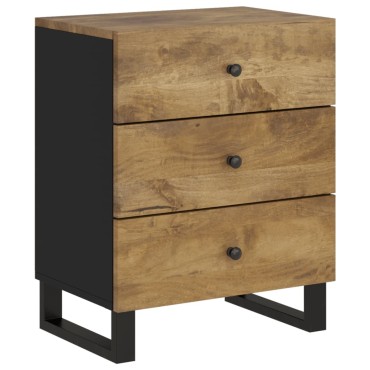 vidaXL Κομοδίνο 50x33x62cm από Μασίφ Ξύλο Μάνγκο & Επεξ. Ξύλο 1 τεμ.
