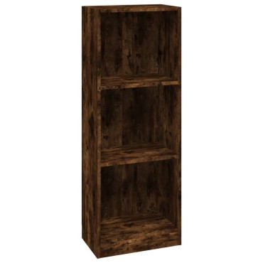 vidaXL Βιβλιοθήκη με 3 Ράφια Καπνιστή Δρυς 40x24x109cm Επεξεργ. Ξύλο 1 τεμ.
