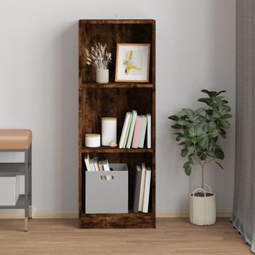 vidaXL Βιβλιοθήκη με 3 Ράφια Καπνιστή Δρυς 40x24x109cm Επεξεργ. Ξύλο 1 τεμ.