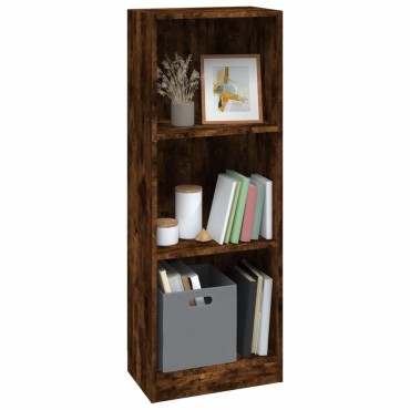 vidaXL Βιβλιοθήκη με 3 Ράφια Καπνιστή Δρυς 40x24x109cm Επεξεργ. Ξύλο 1 τεμ.