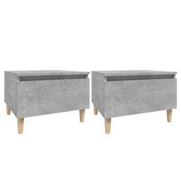 vidaXL Τραπέζια Βοηθητικά 2 τεμ. Γκρι Σκυροδ. 50x46x35cm Επεξ. Ξύλο