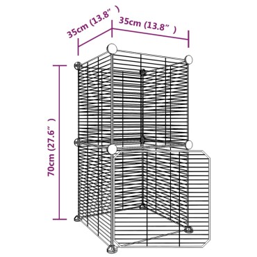 vidaXL Κλουβί Κατοικίδιων με 8 Πάνελ + Πόρτα Μαύρο 35x35 εκ. Ατσάλινο