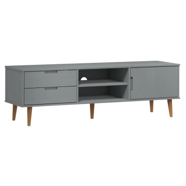 vidaXL Έπιπλο Τηλεόρασης MOLDE Γκρι 158x40x49cm Μασίφ Ξύλο Πεύκου
