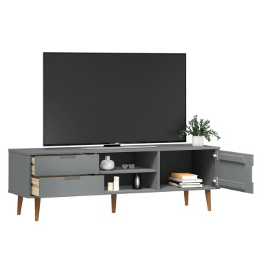 vidaXL Έπιπλο Τηλεόρασης MOLDE Γκρι 158x40x49cm Μασίφ Ξύλο Πεύκου