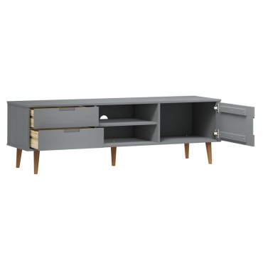vidaXL Έπιπλο Τηλεόρασης MOLDE Γκρι 158x40x49cm Μασίφ Ξύλο Πεύκου