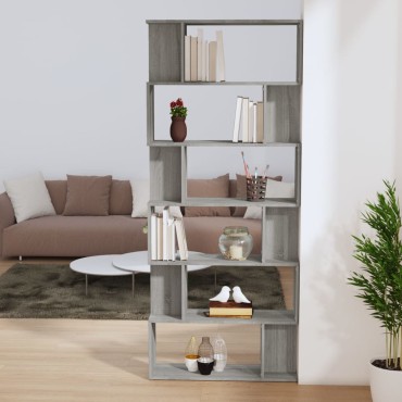 vidaXL Βιβλιοθήκη/Διαχωρ. Χώρου Γκρι Sonoma 80x24x192cm Επεξεργ. Ξύλο 1 τεμ.