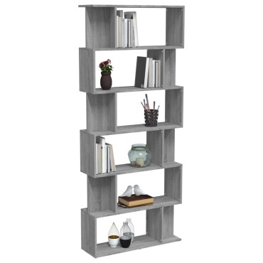 vidaXL Βιβλιοθήκη/Διαχωρ. Χώρου Γκρι Sonoma 80x24x192cm Επεξεργ. Ξύλο 1 τεμ.
