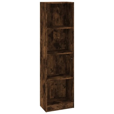 vidaXL Βιβλιοθήκη με 4 Ράφια Καπνιστή Δρυς 40x24x143cm Επεξεργ. Ξύλο 1 τεμ.
