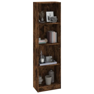 vidaXL Βιβλιοθήκη με 4 Ράφια Καπνιστή Δρυς 40x24x143cm Επεξεργ. Ξύλο 1 τεμ.