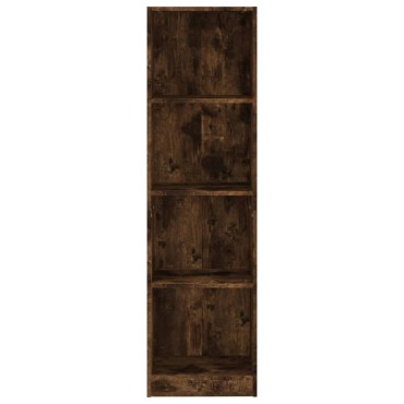vidaXL Βιβλιοθήκη με 4 Ράφια Καπνιστή Δρυς 40x24x143cm Επεξεργ. Ξύλο 1 τεμ.