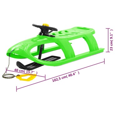 vidaXL Έλκηθρο με Τιμόνι Πράσινο 102,5x40x23 εκ. από Πολυπροπυλένιο