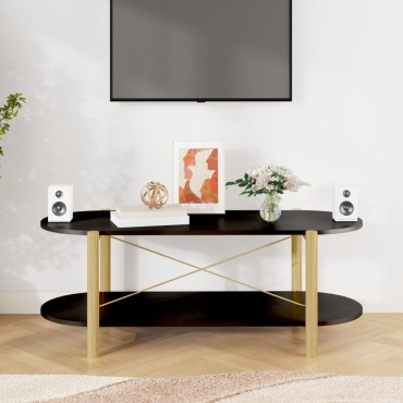 vidaXL Τραπεζάκι Σαλονιού Μαύρο 110x48x40cm από Επεξεργασμένο Ξύλο 1 τεμ.