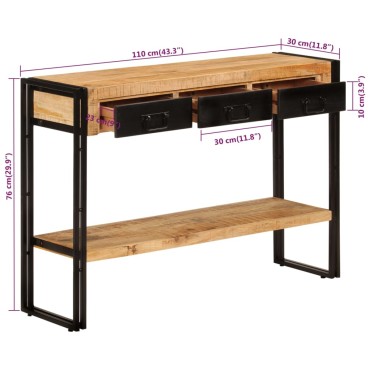 vidaXL Τραπέζι Κονσόλα 110x30x76cm από Μασίφ Ξύλο Μάνγκο 1 τεμ.