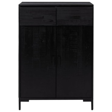 vidaXL Παπουτσοθήκη Μαύρη 75x40x110cm από Μασίφ Ξύλο Πεύκου