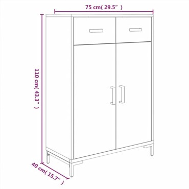 vidaXL Παπουτσοθήκη Μαύρη 75x40x110cm από Μασίφ Ξύλο Πεύκου