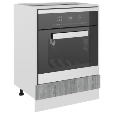 vidaXL Ντουλάπι Φούρνου "Riga" Γκρι Sonoma 60x46x81,5cm από Τεχνητό Ξύλο 1 τεμ.