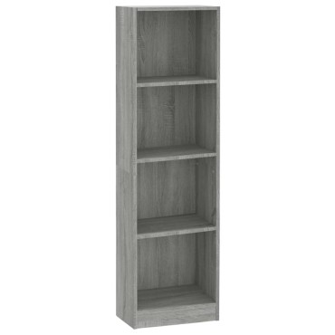 vidaXL Βιβλιοθήκη με 4 Ράφια Γκρι Sonoma 40x24x143cm Επεξεργ. Ξύλο 1 τεμ.