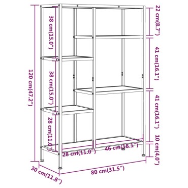 vidaXL Βιβλιοθήκη 80x30x120cm από Ατσάλι και Επεξεργασμένο Ξύλο 1 τεμ.