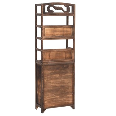 vidaXL Ντουλάπι Βιτρίνα Σκούρο Καφέ 46x24x140cm Μασίφ Ξύλο Παυλώνιας 1 τεμ.