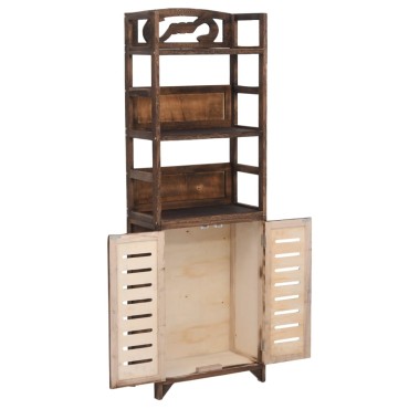 vidaXL Ντουλάπι Βιτρίνα Σκούρο Καφέ 46x24x140cm Μασίφ Ξύλο Παυλώνιας 1 τεμ.