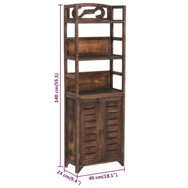 vidaXL Ντουλάπι Βιτρίνα Σκούρο Καφέ 46x24x140cm Μασίφ Ξύλο Παυλώνιας 1 τεμ.