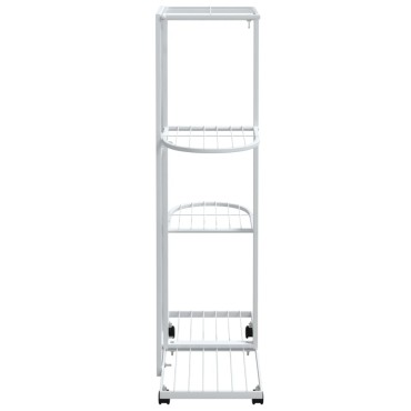 vidaXL Βάση Λουλουδιών 4 Επιπέδων με Ρόδες 44x23x80 εκ. Λευκή Σίδερο