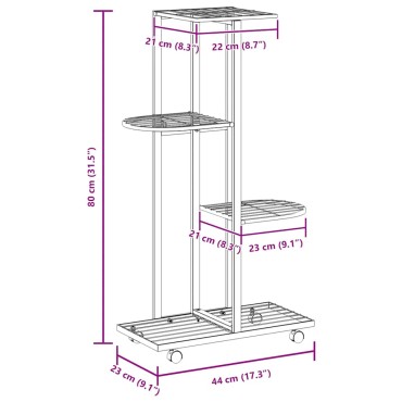 vidaXL Βάση Λουλουδιών 4 Επιπέδων με Ρόδες 44x23x80 εκ. Λευκή Σίδερο