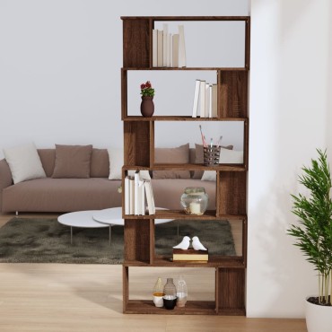 vidaXL Βιβλιοθήκη/Διαχωρ. Χώρου Καφέ Δρυς 80x24x192cm Επεξεργ. Ξύλο 1 τεμ.