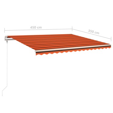 vidaXL Τέντα Αυτόματη με LED&Αισθητ. Ανέμου Πορτοκαλί/Καφέ 450x350 εκ.