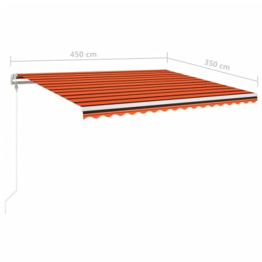 vidaXL Τέντα Αυτόματη με LED&Αισθητ. Ανέμου Πορτοκαλί/Καφέ 450x350 εκ.