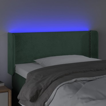 vidaXL Κεφαλάρι Κρεβατιού LED Σκούρο Πράσινο 103x16x78/88cm Βελούδινο 1 τεμ.