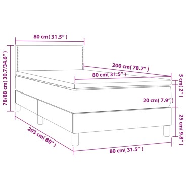 vidaXL Κρεβάτι Boxspring με Στρώμα Σκούρο Γκρι 80x200 εκ. Βελούδινο