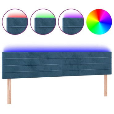 vidaXL Κεφαλάρι Κρεβατιού LED Σκούρο Μπλε 180x5x78/88cm Βελούδινο 1 τεμ.