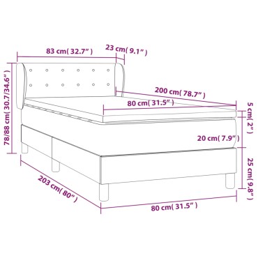 vidaXL Κρεβάτι Boxspring με Στρώμα Σκούρο Πράσινο 80x200 εκ. Βελούδινο