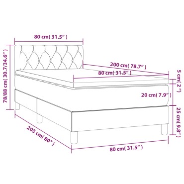 vidaXL Κρεβάτι Boxspring με Στρώμα Σκούρο Πράσινο 80x200 εκ. Βελούδινο