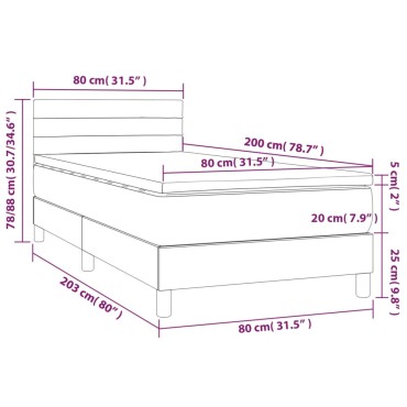 vidaXL Κρεβάτι Boxspring με Στρώμα Σκούρο Μπλε 80 x 200 εκ. Βελούδινο