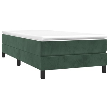 vidaXL Κρεβάτι Boxspring με Στρώμα Σκούρο Πράσινο 80x200 εκ. Βελούδινο