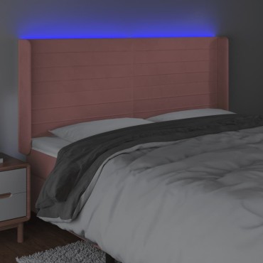 vidaXL Κεφαλάρι Κρεβατιού LED Ροζ 183x16x118/128cm Βελούδινο 1 τεμ.