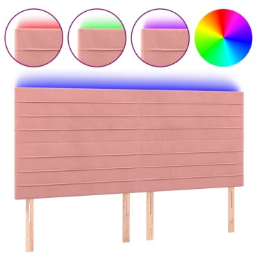 vidaXL Κεφαλάρι Κρεβατιού LED Ροζ 180x5x118/128cm Βελούδινο 1 τεμ.