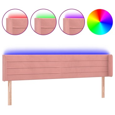 vidaXL Κεφαλάρι Κρεβατιού LED Ροζ 183x16x78/88cm Βελούδινο 1 τεμ.