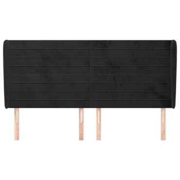 vidaXL Κεφαλάρι με Πτερύγια Μαύρο 183x23x118/128cm Βελούδινο 1 τεμ.