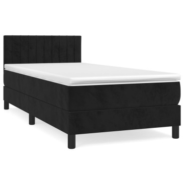 vidaXL Κρεβάτι Boxspring με Στρώμα Μαύρο 80 x 200 εκ. Βελούδινο