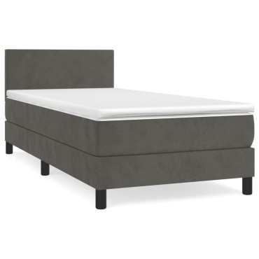 vidaXL Κρεβάτι Boxspring με Στρώμα Σκούρο Γκρι 80x200 εκ. Βελούδινο