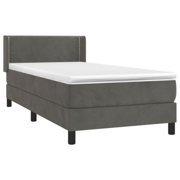 vidaXL Κρεβάτι Boxspring με Στρώμα Σκούρο Γκρι 80x200 εκ. Βελούδινο