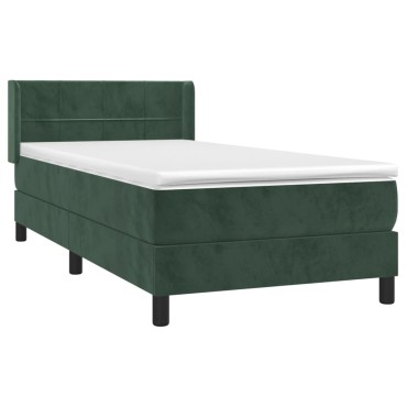 vidaXL Κρεβάτι Boxspring με Στρώμα Σκούρο Πράσινο 80x200 εκ. Βελούδινο